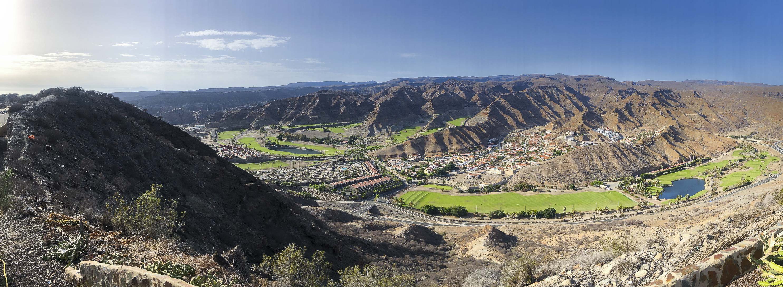 Mountain landscape and golf courses in the Tauro valley
